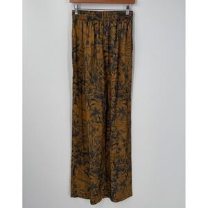 Golden Goose Deluxe Brand Wide Leg Botanical Print Pants Mustard Navy Blue Italy